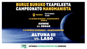 Laso y Altuna III se enfrentan el domingo en Bilbao en su estreno en cuartos del Campeonato Manomanista